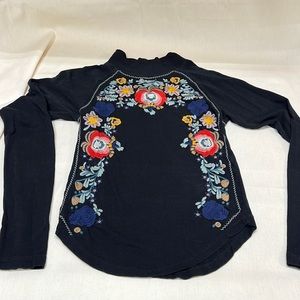 Free people embroidered mock neck top